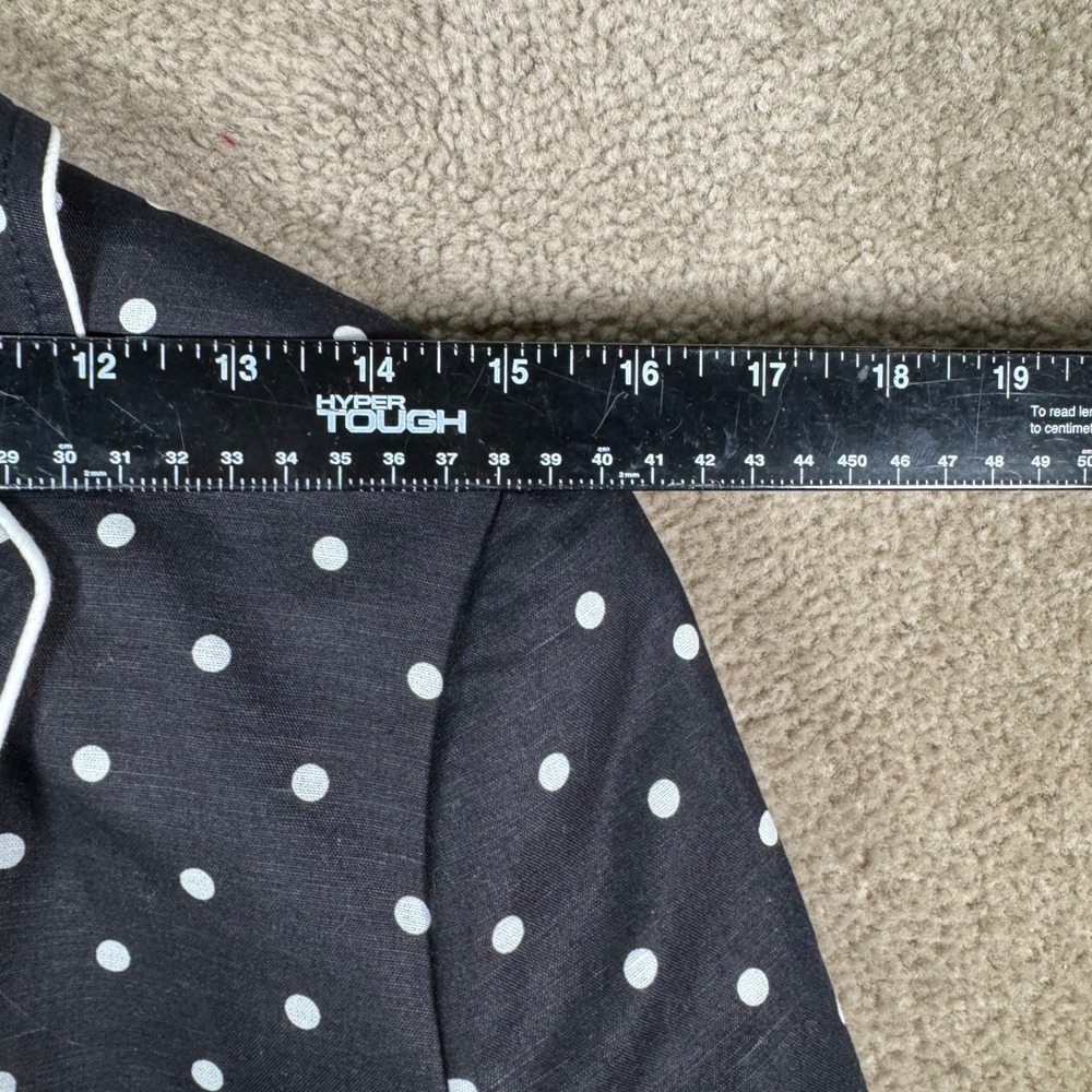 Talbots Blazer Womens 12 Black Polka Dot Linen Jacket Nautical Anchor Button NEW - Picture 9 of 13